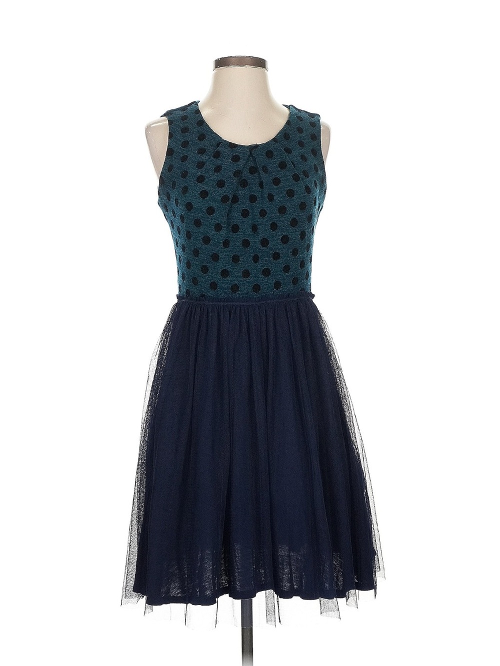 Weston Wear Polka dot and mesh fit and flare dress small